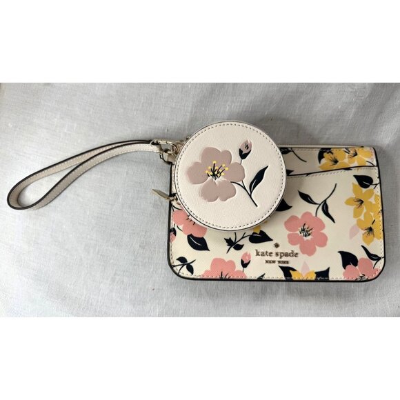 Kate Spade Staci Lily Bloom Floral Print 3fer - Wristlet, Coin Pouch & Card Hold - Picture 2 of 14
